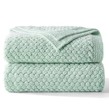 Whale Flotilla Summer Chunky Chenille Knit Twin Size Blanket for Couch, Bed - color: Sage Green, size: Twin(60x80 Inch)