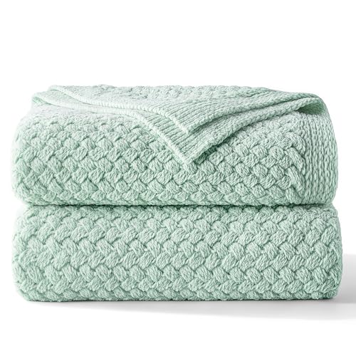 Whale Flotilla Summer Chunky Chenille Knit Twin Size Blanket for Couch, Bed - color: Sage Green, size: Twin(60x80 Inch)
