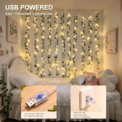 JMEXSUSS Vine Curtain Lights, 200 LED Vines with Fairy Lights for Bedroom - color: Ivy, size: 6.5x6.5ft - 200 LED