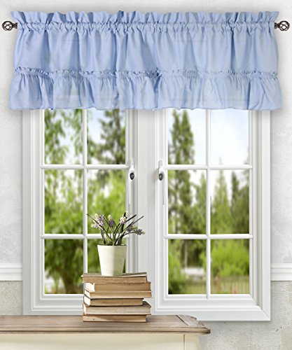 Ellis Curtain Stacey 54-by-13 Inch Ruffled Filler Valance (Slate) - color: Slate
