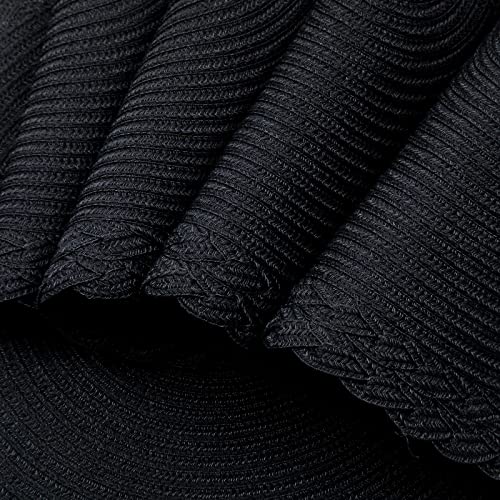 SHACOS Round Placemats Set of 6 Woven Round Table Mats 15 inch Braided Border Washable Cotton Polyester Circle Place Mats, Black - color: Black, size: 6 pieces
