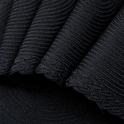 SHACOS Round Placemats Set of 6 Woven Round Table Mats 15 inch Braided Border Washable Cotton Polyester Circle Place Mats, Black - color: Black, size: 6 pieces