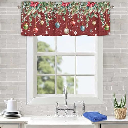 Christmas Kitchen Curtains Valance for Windows 42x12 Inch - color: Christmas-sy-sd0792, size: 42"W x 12"L (Pack of 1)