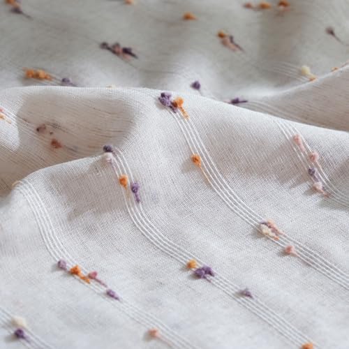 jinchan Brown Pom Pom Voile Kitchen Tier Curtains 24 Inches 2 Panels - color: Dottie Amber Bloom, size: 26"W x 24"L (Pack of 2)