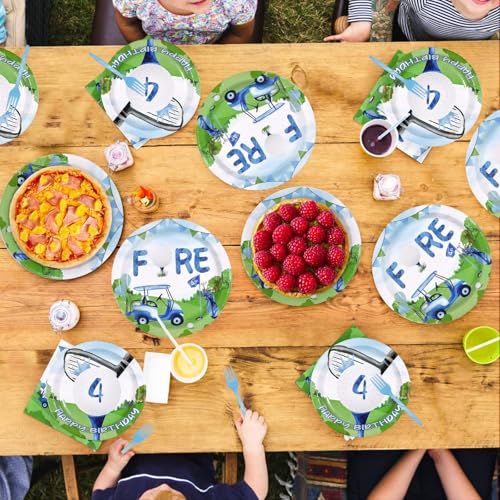96 Pcs Golf 4th Birthday Party Supplies, Serves 24 - style: Golf 4th KitL