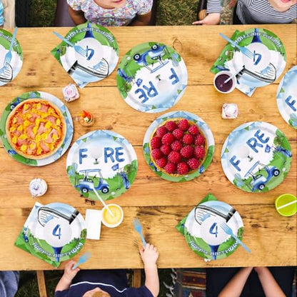 96 Pcs Golf 4th Birthday Party Supplies, Serves 24 - style: Golf 4th KitL