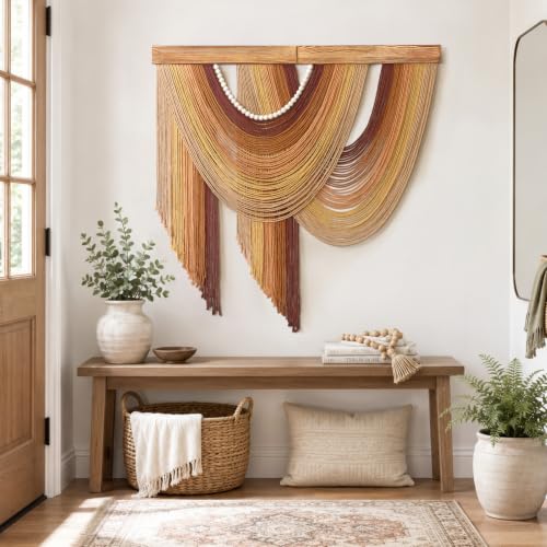MEIVINES Large Macrame Wall Hanging Boho Tapestry Macrame Wall Art Decor - color: Brown