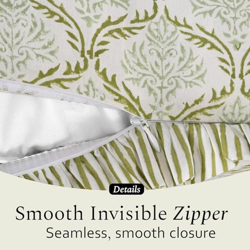 CPC Fern Regal Block Print Ruffle Pillow Cover 18x18 Inch, Pack of 2 - color: Fern Regal, size: 18" x 18" (Pack of 2)