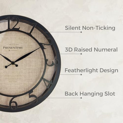 Presentime 13" Farmhouse Series Wall Clock - color: Oil Rubbed Antique Bronze, size: 13 inch