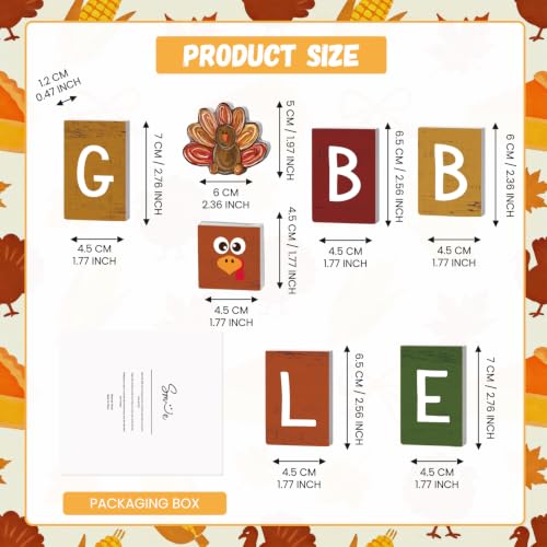 Smile 7 Pcs Thanksgiving Decor Indoor Wooden Sign, Turkey Gobble for Rustic Farmhouse Home, Thanksgiving Table Tiered Tray Kitchen Decorations. - style: Gobble
