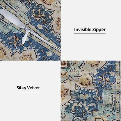 Light Blue Beige Carpet Boho Pillow Covers 18x18 Set of 2 - color: Light Blue, size: 18" x 18" (Pack of 2)