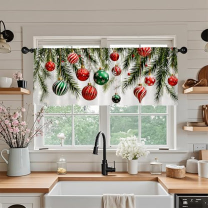 Christmas Blackout Window Valance Curtain, Christmas Valances for Window - color: Christmas a, size: 52"W x 18"L (Pack of 1)