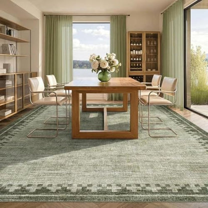 GarveeHome 10x13 Large Area Rug for Living Room Washable Low Pile Carpet - color: Green, size: 10' x 13' (Rectangular)