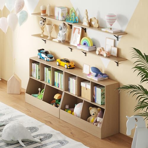 DINZI LVJ Long Wall Shelves, 31.5" Wall Mounted Shelves with Metal Brackets - color: Natural, size: 31.5 Inch