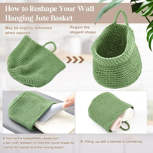 Honeydak 3 Hanging Baskets, Sage Green Mix, Wide Bucket Basket - color: Sage Green Mix, style: Wide Bucket Basket