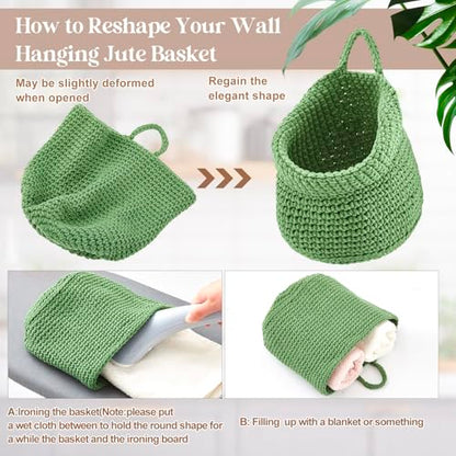 Honeydak 3 Hanging Baskets, Sage Green Mix, Wide Bucket Basket - color: Sage Green Mix, style: Wide Bucket Basket