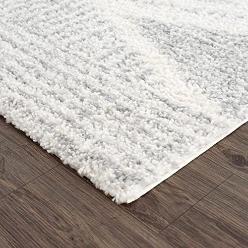 Hauteloom Winnebago Moroccan Farmhouse Living Room Bedroom Shaggy Area Rug - Bohemian Shag Rug - Plush High Pile - Southwestern Boho Soft Carpet - Grey, Off White, Beige - 5'3" x 7'3" - color: Gray, Cream / Gala, size: 5'3" x 7'3" (Rectangular)