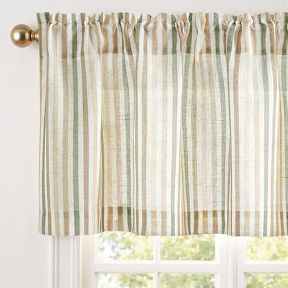 jinchan Linen Boxter Stripe Valances for Window 16 inch,Muti Green,1 Panel - color: Boxter Stripe | Multi Green on Linen, size: 50"W x 16"L (Pack of 1)