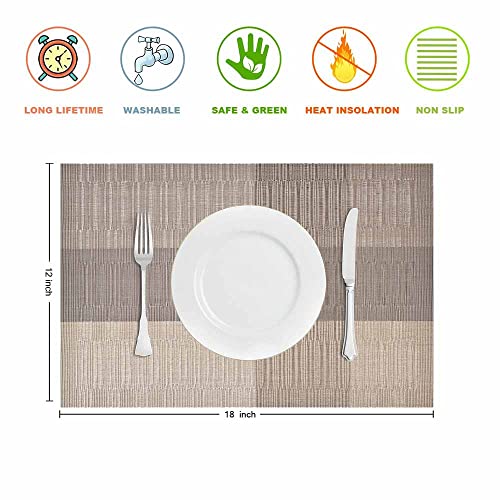 GIVERARE Placemats Set of 4, Heat-Resistant Woven Vinyl Placemat, Non-Slip Washable PVC Table Mat, Easy to Clean Premium Plastic Mats for Dining, Kitchen Table (Khaki) - color: Khaki
