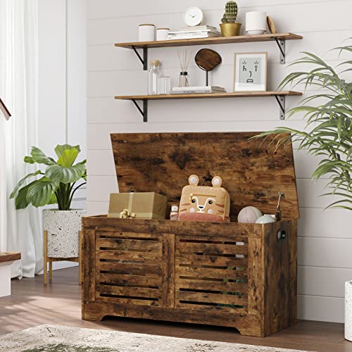DINZI LVJ Long Wall Shelves, 39.4 Inch Wall Mounted Shelves with Brackets - color: Rustic Brown, size: 39.4 Inch