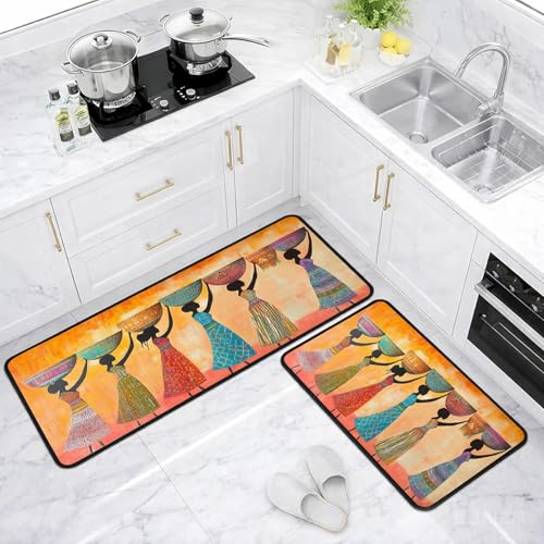 Classic Kitchen Mats for Floor, 2-Piece Non-Slip Kitchen Rugs - color: Exotic Art