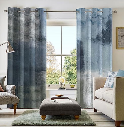 Dusty Blue Abstract Curtains for Living Room Bedroom, 52W x 108L, 2 Panels - color: Blue Grey, size: 52"W x 108"L (Pack of 2)