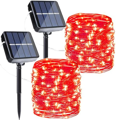 Joomer Solar Fairy Lights, 2-Pack Total 80FT 240LED String Lights, Red - color: Red, size: 2*120LED