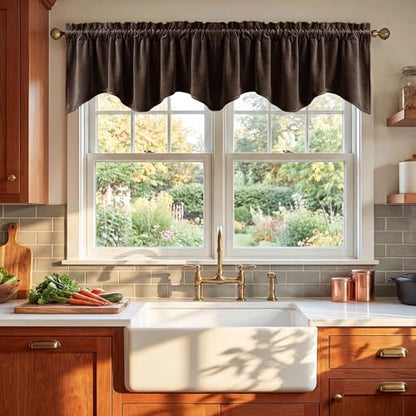 StangH Brown Valance for Windows 52x18 Inch, 1 Panel - color: Brown, size: 52"W x 18"L (Pack of 1)