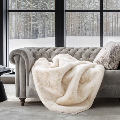 EverGrace Faux Chinchilla Fur Throw Blanket, 60"x80", Arctic White - color: Arctic White, size: 60"x80"