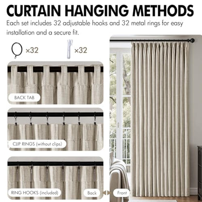 MIULEE Pinch Pleated Linen Curtains 40x90 Inch Burlywood Birch 4 Panels Set - color: Burlywood Birch, size: 40"W x 90"L (Pack of 4)