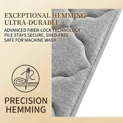 Thick Memory Foam Bath Mat, Absorbent Kitchen Shower Floor Rug, Light Gray - color: Light Gray