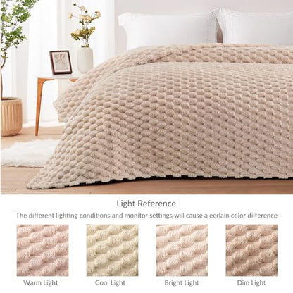 Whale Flotilla Soft Fleece Twin Size Bed Blanket Luxury 3D Jacquard, Camel - color: Camel, size: Twin(60x80 Inch)