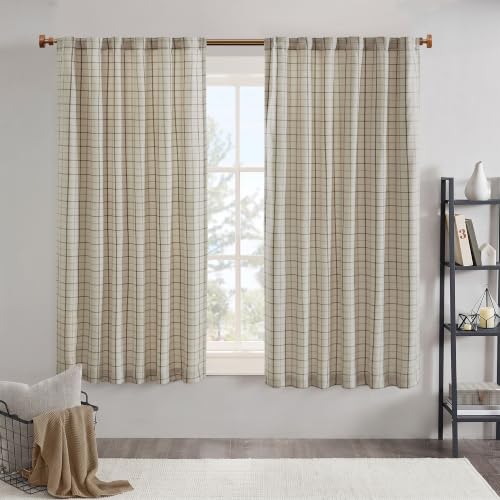 Madison Park Plaid Curtain Thermal Insulated, 1 Panel, 50x63 Natural - color: Rod Pocket & Back Tab, Natural, size: 50"W x 63"L (Pack of 1)