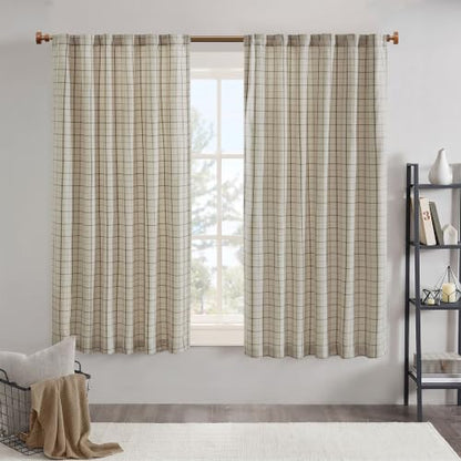Madison Park Plaid Curtain Thermal Insulated, 1 Panel, 50x63 Natural - color: Rod Pocket & Back Tab, Natural, size: 50"W x 63"L (Pack of 1)