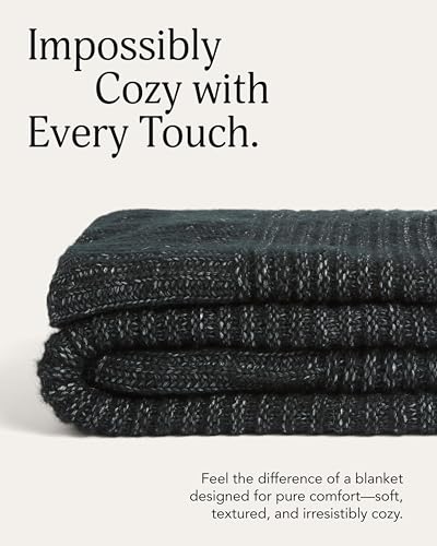 UnHide Melange Knit Blanket, Textured and Ultra-Soft Wool Throw Blanket - color: Night Owl, size: Melange Wool (60" x 80")