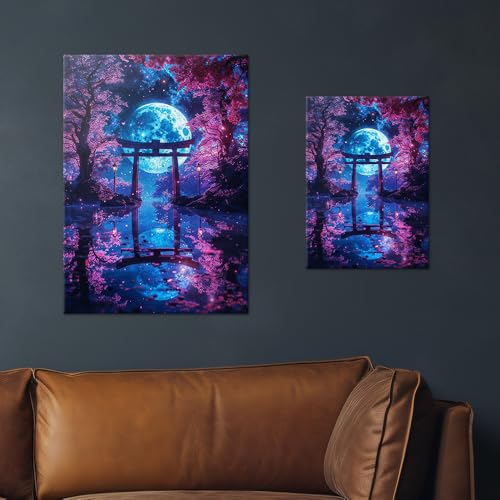 Displate 금속 포스터 매혹적인 달빛 토리이 일본 벽 아트 L - size: 26.6"L x 18.9"W, style: Soul Of Japan
