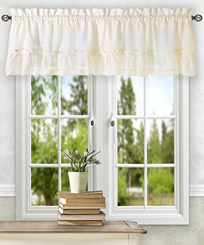 Ellis Curtain Stacey 54-by-13 Inch Ruffled Filler Valance (Ice Cream) - color: Ice Cream
