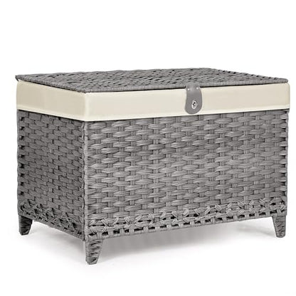 Wicker Storage Basket with Lid, 160L Shelf Basket with Removable Liner Bag - color: Grey, size: 160L