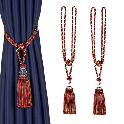 BEL AVENIR 2 Pack Curtain Tiebacks Hand-Woven Holdbacks Tassels Tiebacks - color: Mix Red, size: 2 Pack