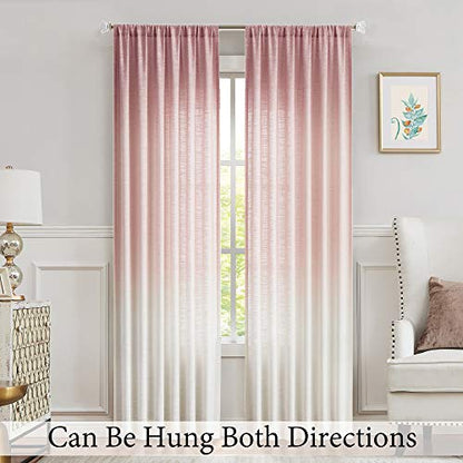 Central Park Ombre Semi Sheer Curtain, Cream White to Pink, 50" Wx108 Lx2 - color: Pink, size: 50"W x 108"L (Pack of 2)