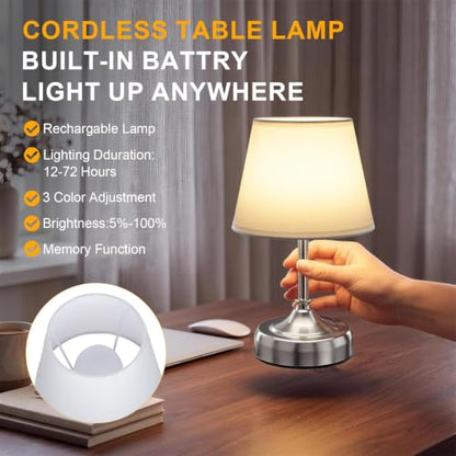 Small Cordless Table Lamp Rechargeable Silver - color: Silver-S