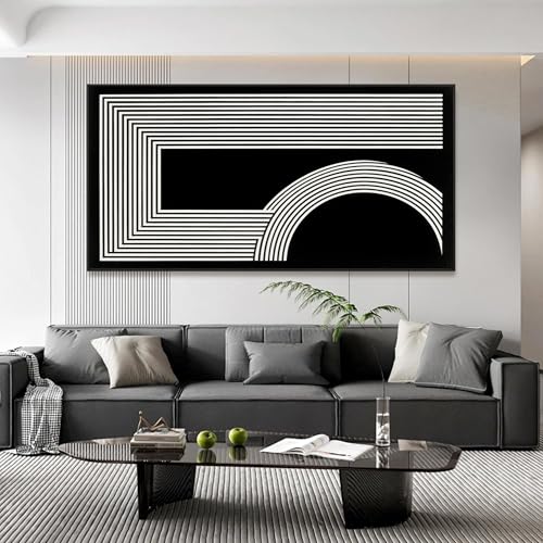 Large Framed Abstract Black And White Wall Art For Living Room 29"X 58" - color: black, size: 58"L x 29"W