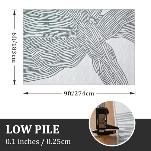 YIHOUSE Grey Rug for Living Room, 6×9 Modern Abstract Area Rug, Geometric Contemporary Wave Striped Rugs for Playroom Nursery, Washable Nonslip Large Rug for Bedroom Dining Room - color: Modern Lines Grey, size: 6' x 9' (Rectangular)