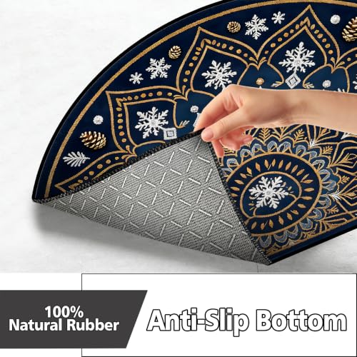 Christmas Half Round Door Mat 24"x36", Non-Slip Indoor Entryway Rug - color: Multicolor-7