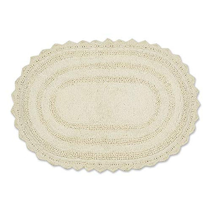 DII Crochet Collection Reversible Bath Mat, Small Oval, 17x24, Off-White - color: Off White, size: 1'5" x 2' (Oval)