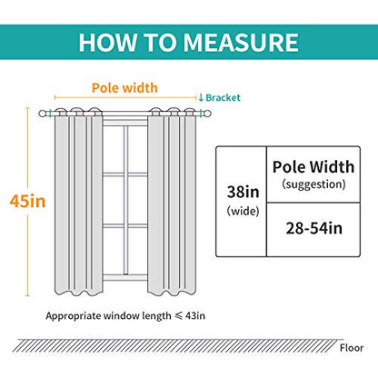 BUHUA Room Darkening Curtains Small Bedroom Window Thermal Insulated Blackout Curtains with Striped Wave Vine Design for Kitchen 38W×45L Greyish White Set of 2 Panels - color: Greyish White, size: 38"W x 45"L (Pack of 2)