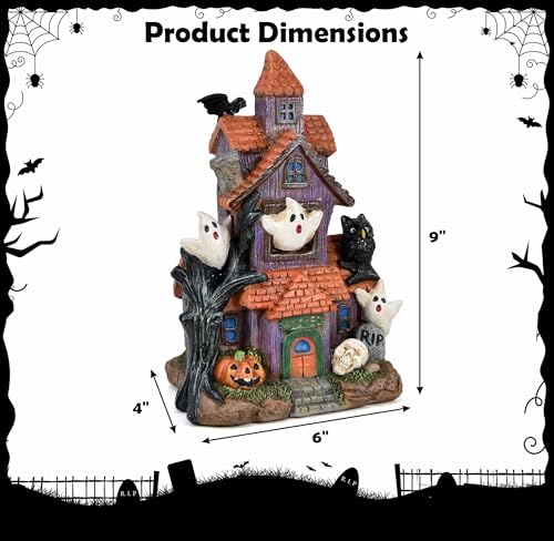 Gift Boutique 9 Inch Halloween Haunted House Figurine Resin Village Display