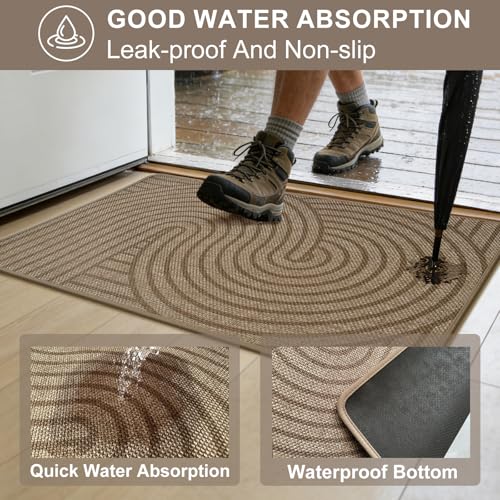 HDFK Geometric Front Door Mat Brown 30x17inches Non-Slip Low-Profile Indoor - color: Brown, size: 30"x17"