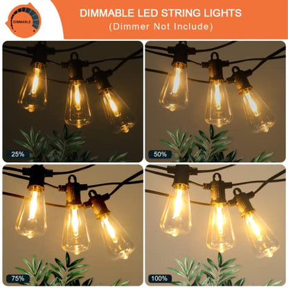 Kawaya ST38 Outdoor String Lights 25FT for Patio Garden Porch Bistro Cafe - size: 25FT
