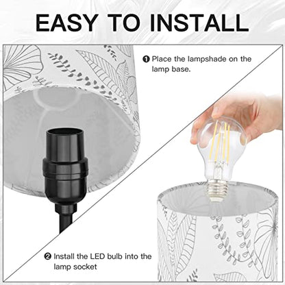 CINSARY Touch Control Bedside Lamp with 2 USB Ports, 3-Way Dimmable Table lamp for Bedroom, Nightstand Lamp with Round Flower Fabric Shade for Living Room Home Office (E26 LED Bulb Included) - color: White-15“ H